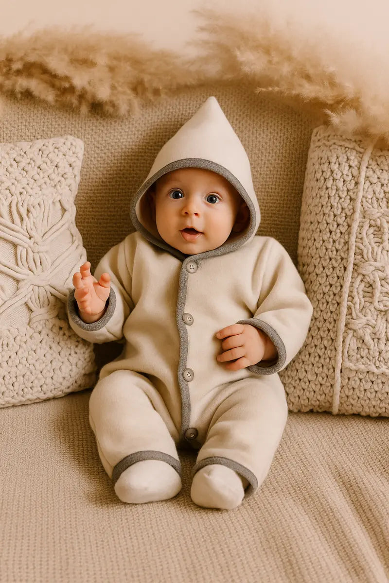 Tutona termica overall neonato in Lana cotta