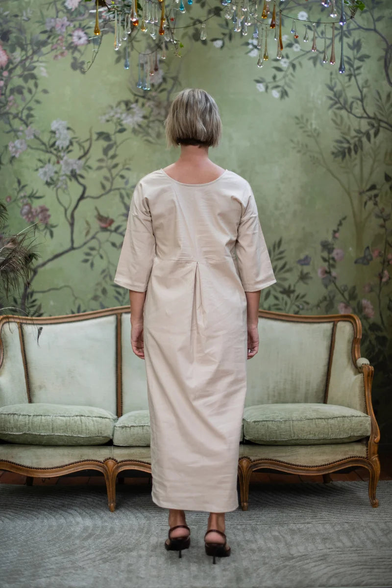 Vestito lungo donna a mezza manica in lino