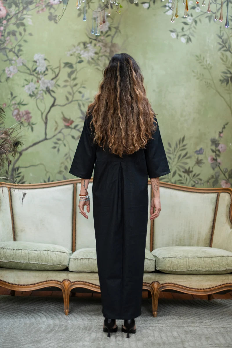 Vestito lungo donna a mezza manica in lino