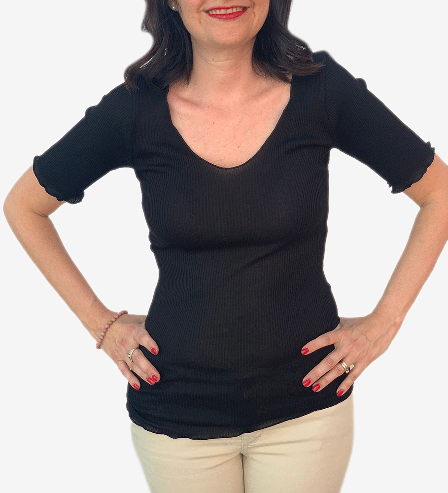 Maglietta donna manica corta in Cotone e Seta